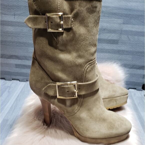 Jimmy Choo DylanWomens Size 10 TanSuede Heel Biker Boots - Picture 1 of 9